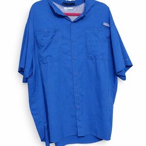 Columbia PFG Fishing Shirt Men’s 3XL Blue Omni-Shade Vented Short Sleeve